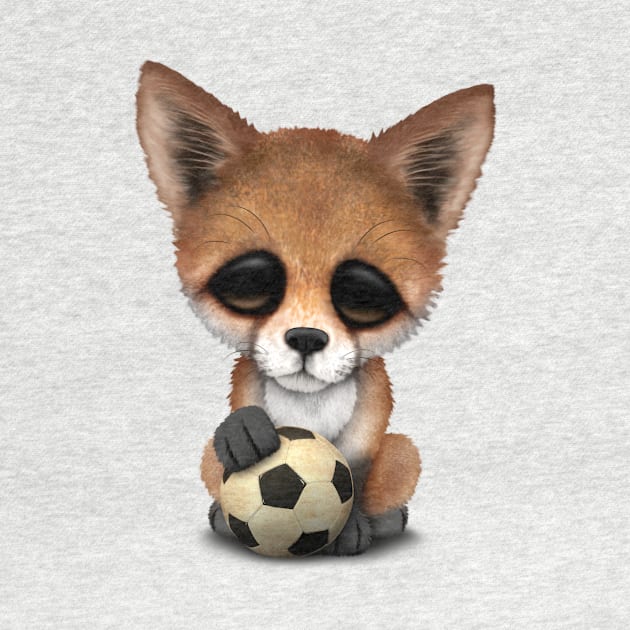 Cute Baby Fox With Football Soccer Ball by jeffbartels